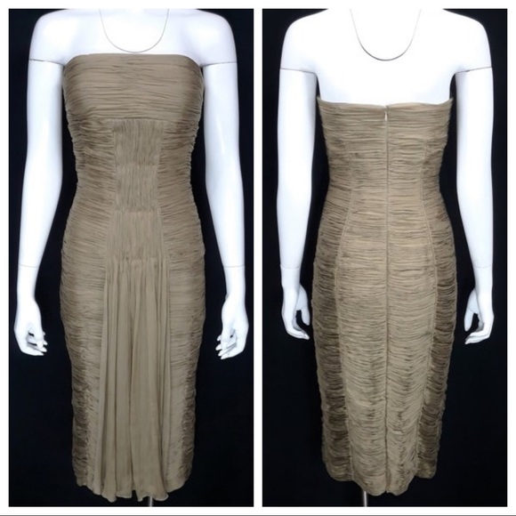 NWT Andy The Anh Pleated Silk Empire Sheath Cocktail Dress • 4 - Picture 14 of 14